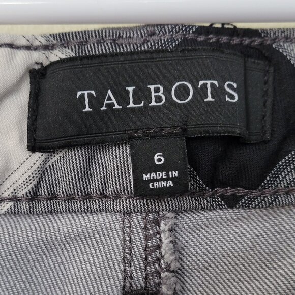 Talbots Straight Leg Ankle Jeans Plaid Hem Accent Gray Women's Size 6 - Picture 11 of 13